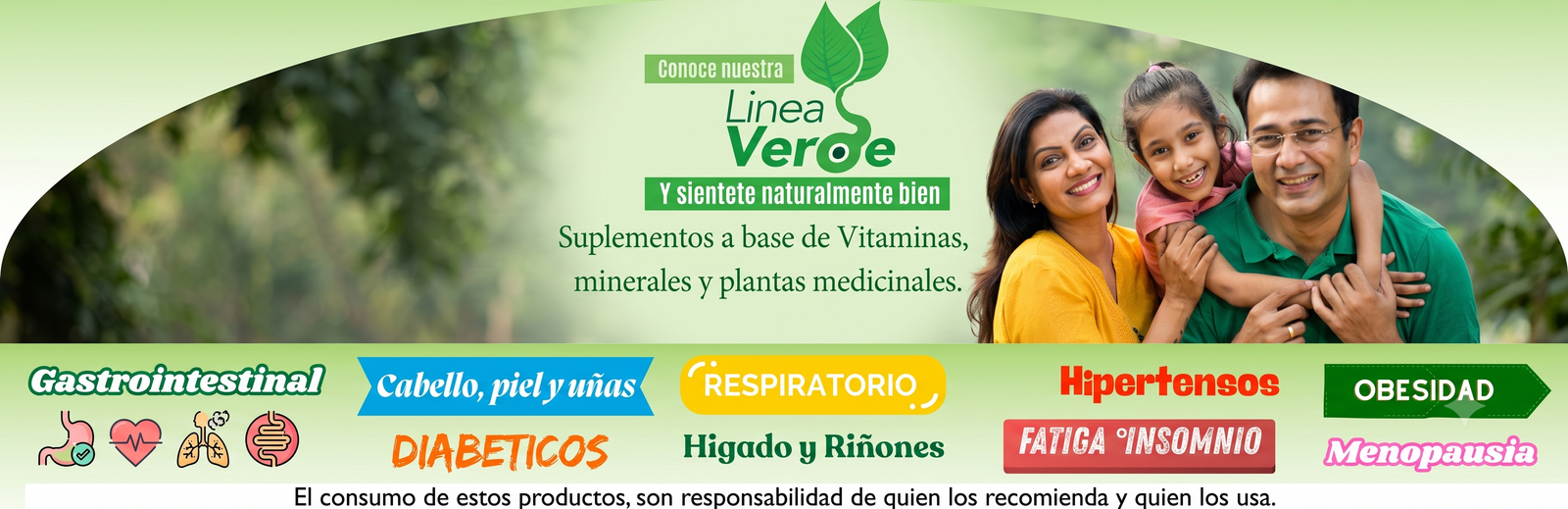 Línea verde: productos naturales para tu bienestar. 